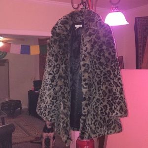 Faux Fur Leopard Print Coat